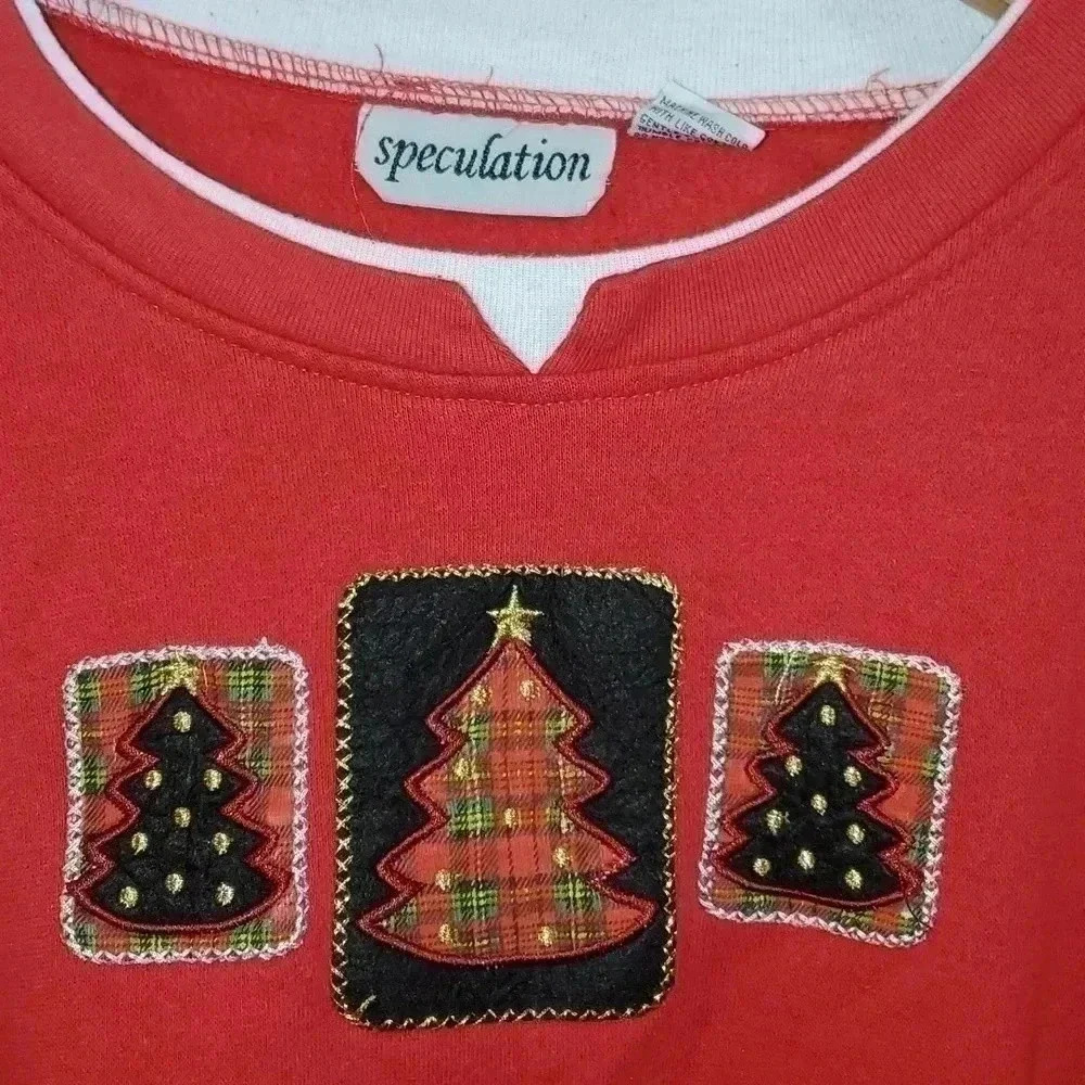 Ugly Sweater Christmas Sweatshirt with Christmas Trees by Speculation Size L - Picture 2 of 7